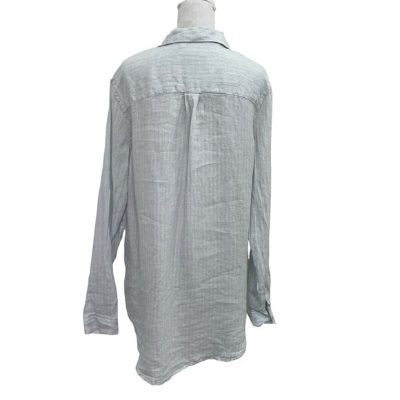 NWT GAP 100% Linen Boyfriend Button Front Shirt Top Breathable Blue size Medium - Picture 4 of 6